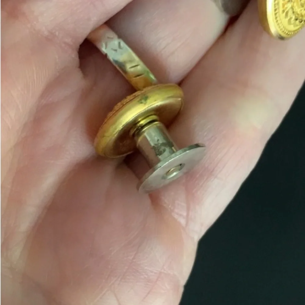Vintage Cufflinks Signed WC 1812 Military Screw Back Set of 2